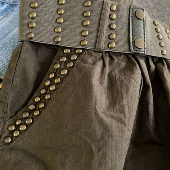 Passport Women’s Brown Studded Mini Skirt with Belt – Size M Utility Boho Style - Picture 5 of 6